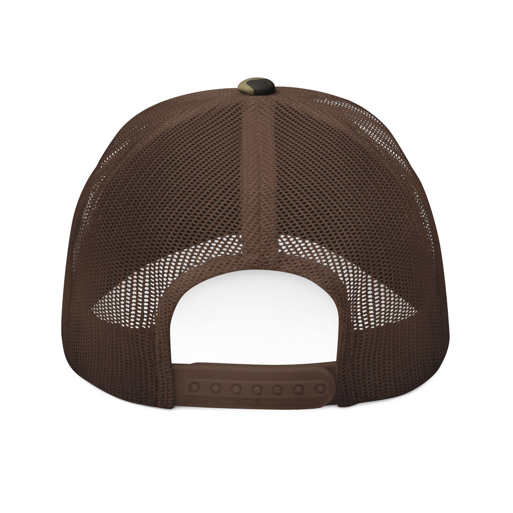 Bigfoot Camo Trucker Hat – Embroidered Sasquatch Cap for Outdoor & Cryptid Fans