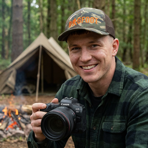 Bigfoot Camo Trucker Hat – Embroidered Sasquatch Cap for Outdoor & Cryptid Fans
